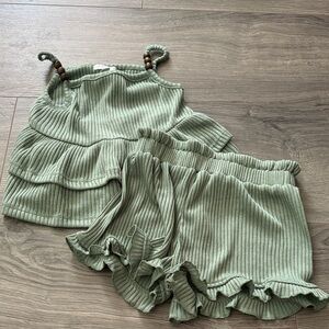 btween Green Ribbed Kids Matching Set
